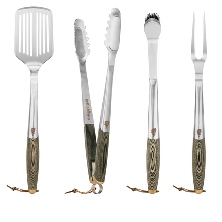 Grillaholics Premium Grill Tools Set with Wooden Gift Box