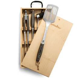 Grillaholics Premium Grill Tools Set with Wooden Gift Box