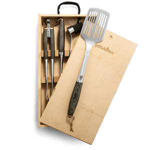 Grillaholics Premium Grill Tools Set with Wooden Gift Box