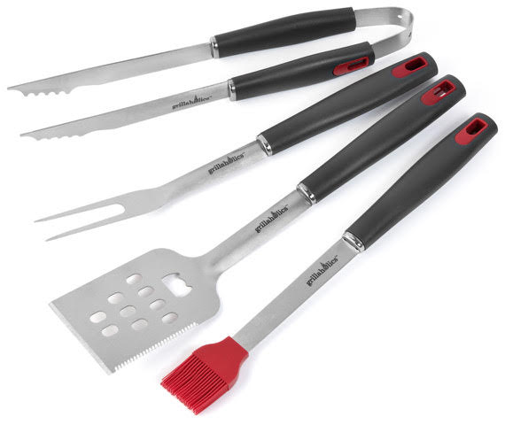 Grill Tools - 4-Piece Heavy Duty BBQ Grill Tools Set