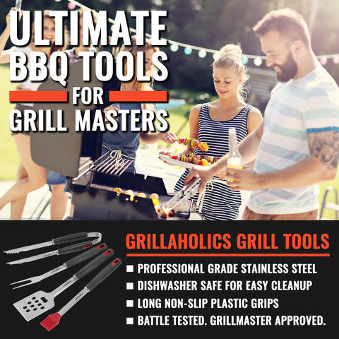 GRILLUMAID BBQ Grill Set Heavy Duty BBQ Accessories - BBQ Tools Set 4p –  UmAid Products