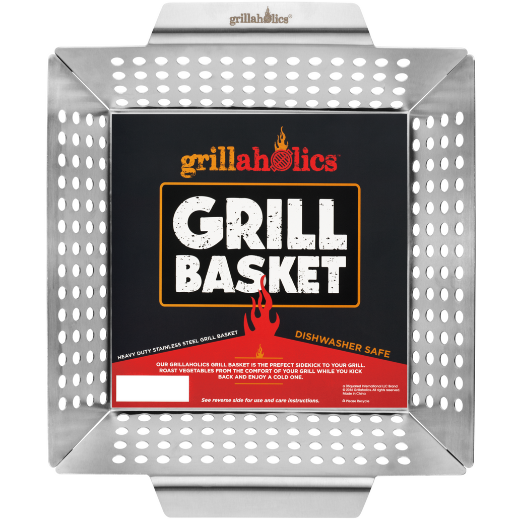 Grillaholics Grill Basket - 13x12 - Heavy Duty Stainless Steel